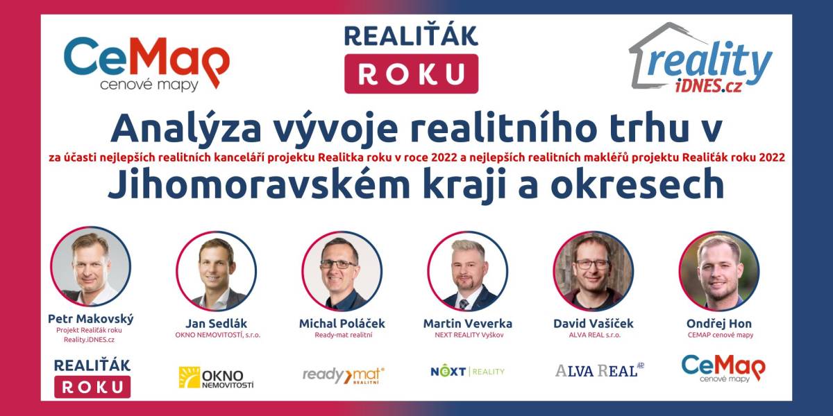 Analýza vývoje realitního trhu v Jihomoravském kraji a okresech za účasti nejlepších realitních kanceláří projektu Realitka roku v roce 2022 a nejlepších realitních makléřů projektu Realiťák roku 2022