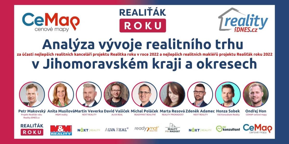 Analýza vývoje realitního trhu v Jihomoravském kraji s TOP realitními makléři a kancelářemi projektu