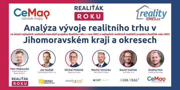 Analýza vývoje realitního trhu v Jihomoravském kraji a okresech za účasti nejlepších realitních kanceláří projektu Realitka roku v roce 2022 a nejlepších realitních makléřů projektu Realiťák roku 2022