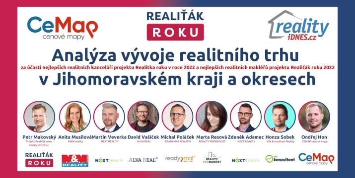 Analýza vývoje realitního trhu v Jihomoravském kraji s TOP realitními makléři a kancelářemi projektu